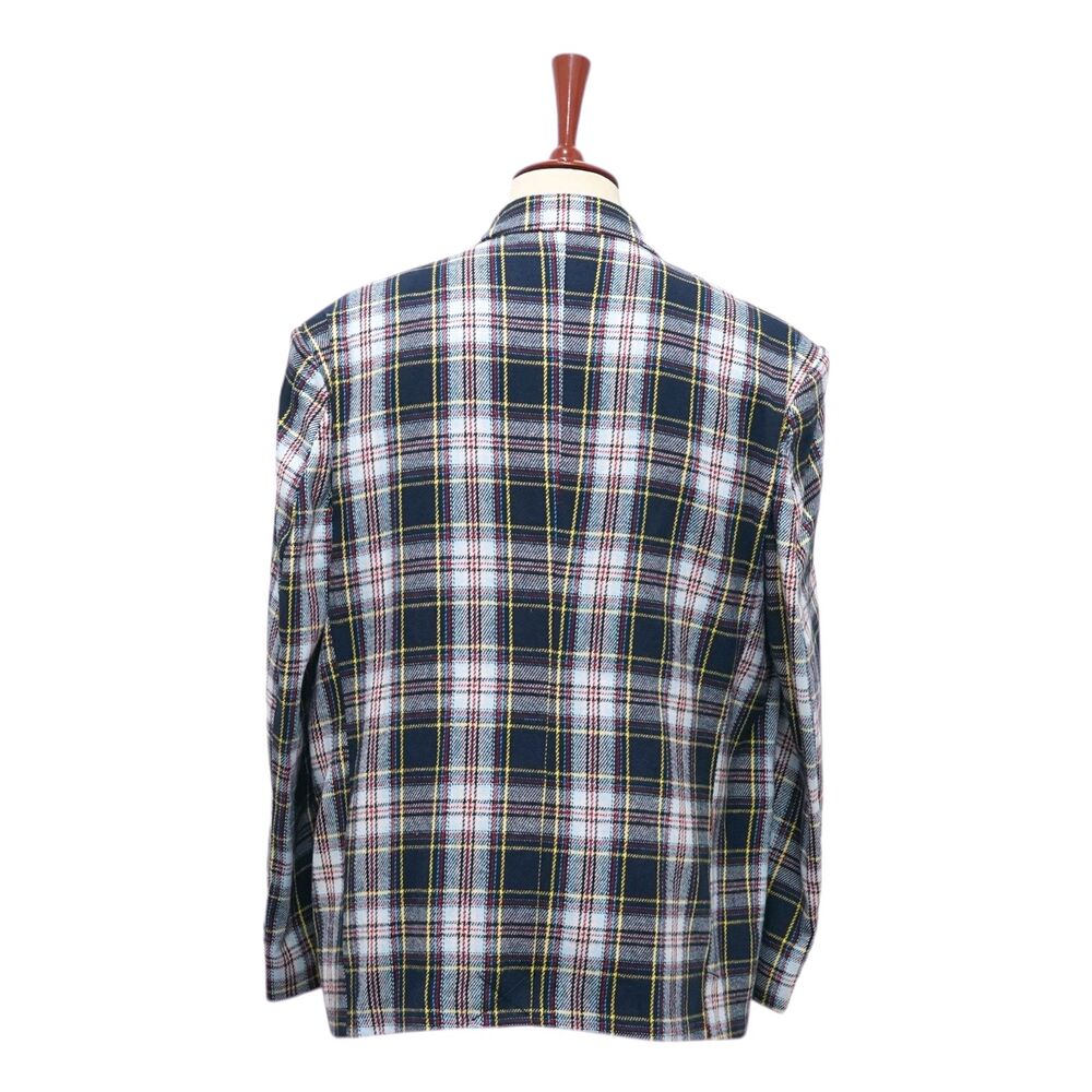 Mens 48R Tartan Plaid Blazer Sport Coat Navy White Red Cotton Formal Preppy - Picture 2 of 9